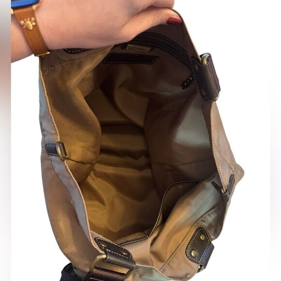 Hayden Harnett- Green Nylon & Leather Handle Flight Tote Bag Carry On Weekender - Picture 5 of 10